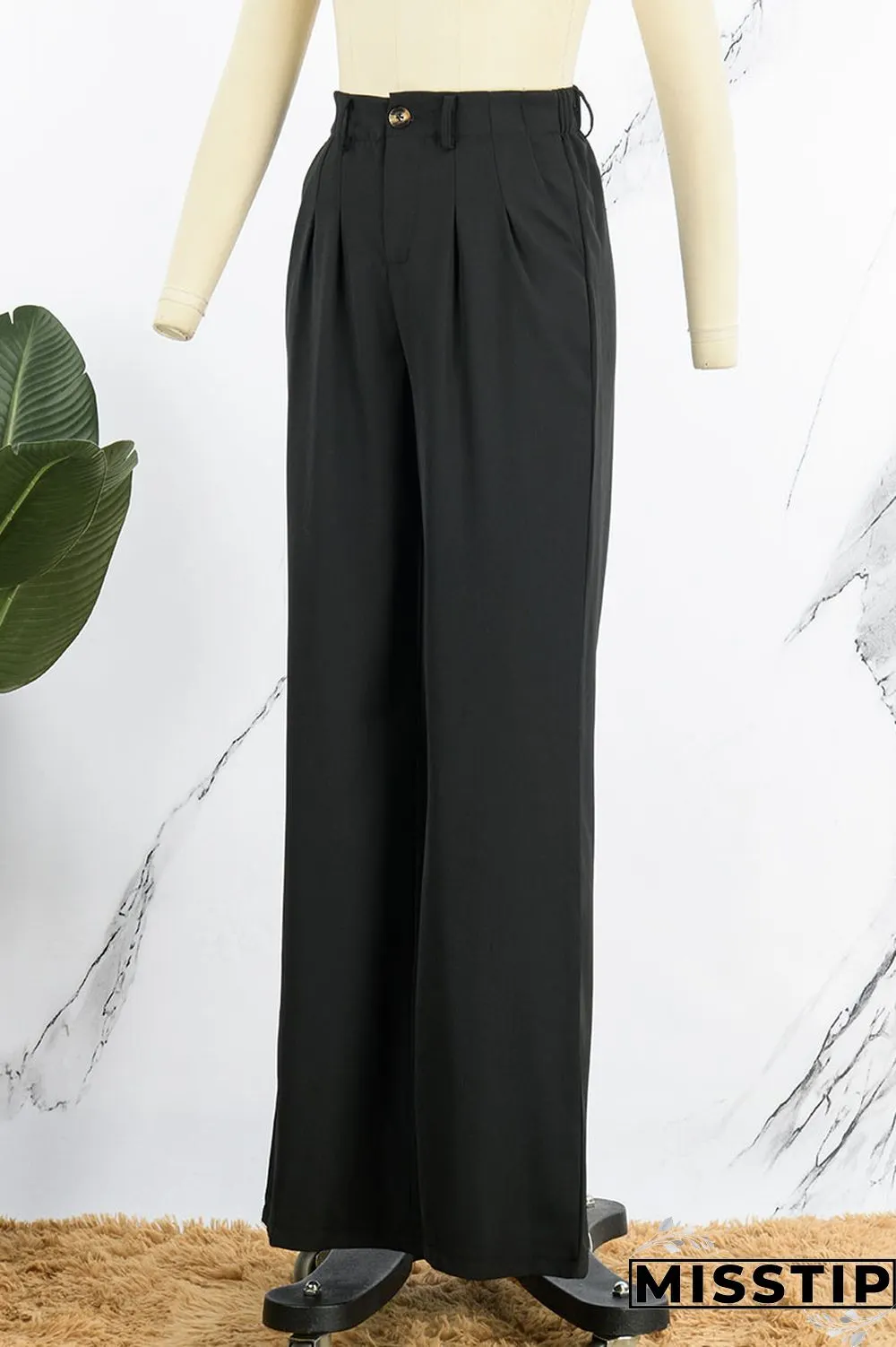 Purple Casual Solid Patchwork High Waist Straight Solid Color Bottoms