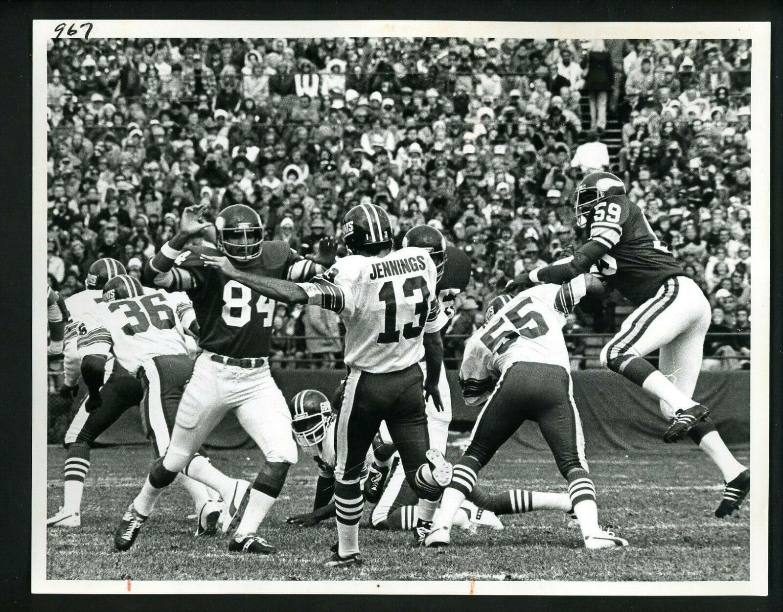 Steve Craig & Dave Jennings 1976 Press Photo Poster painting New York Giants Minnesota Vikings