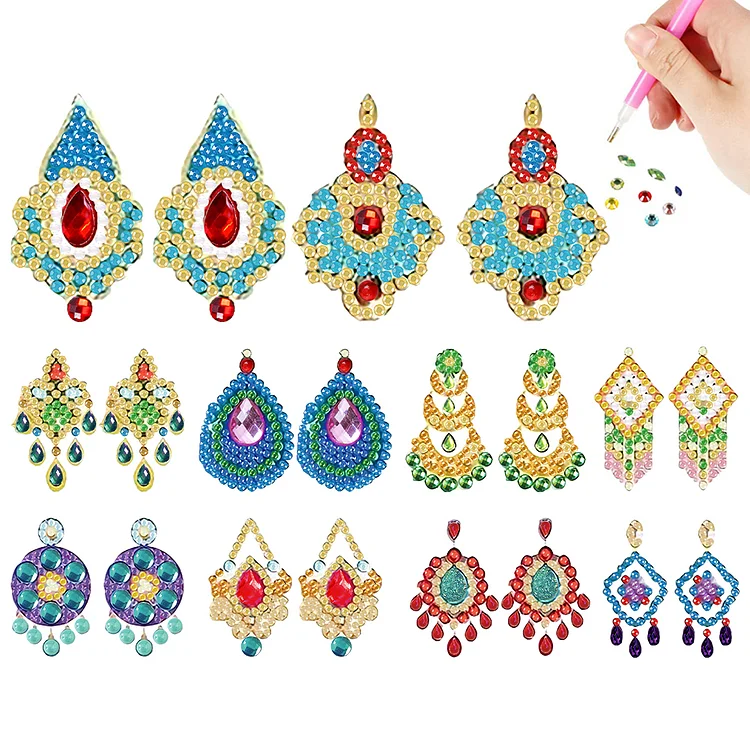 10Pairs Double Side Bohemian Diamond Painting Earrings Mosaic Drill Earring Kits gbfke