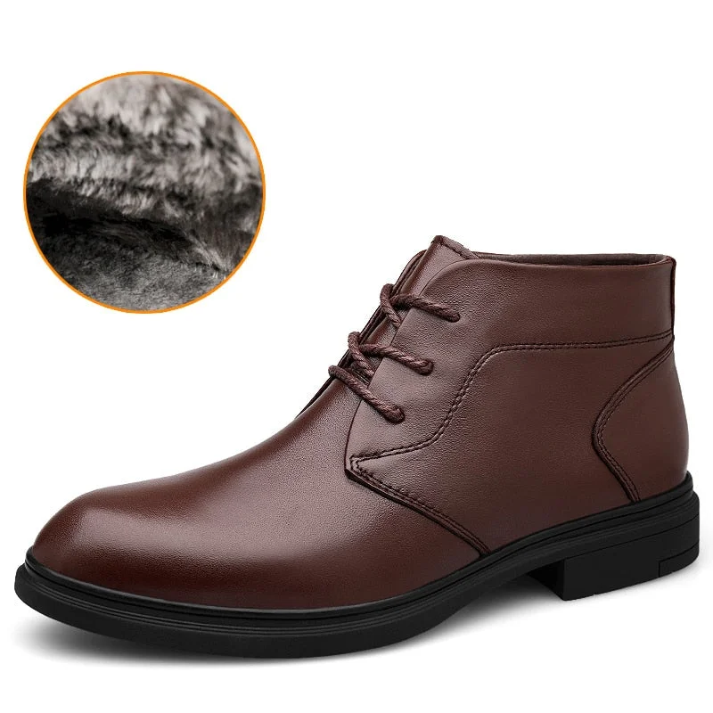 2021 Winter Warm Mens Outdoor Snow Boots Fashion Office Dress Casual Shoes Men Genuine Cow Leather Original Design Botas Hombre