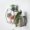 10"x17" | 2-Tier Hexagon Floating Shelf, Dessert Display Stand With Black Double Geometric Design