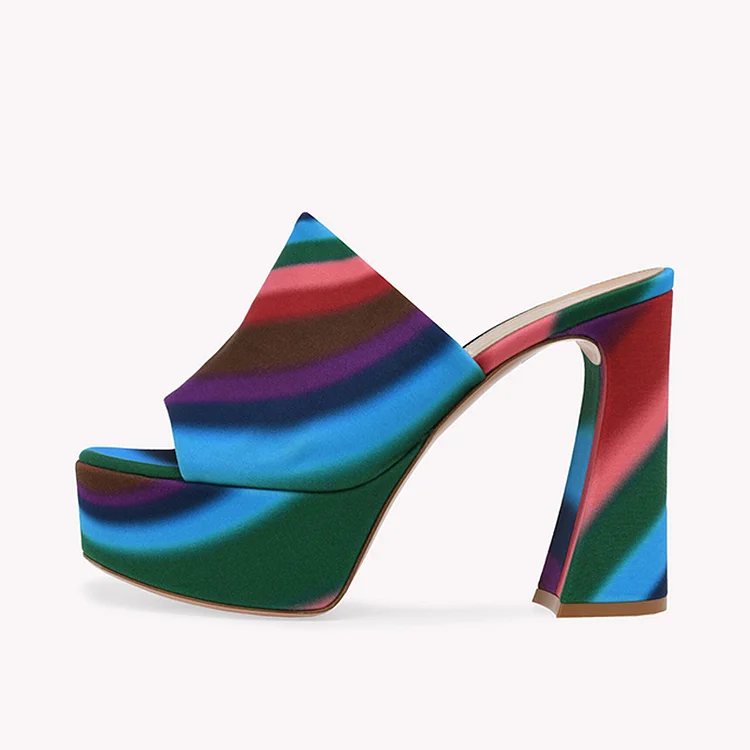 Chunky Multicolor Peep Toe Platform Sandals Vdcoo