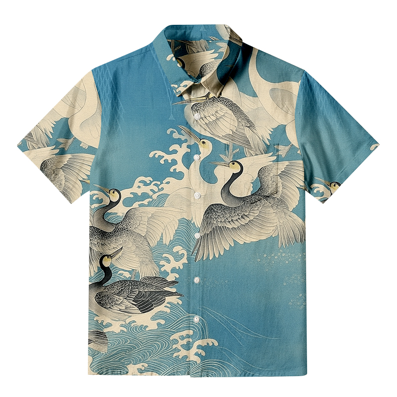 Japanese Vintage Kimono Aloha Button-up Shirt  artssus