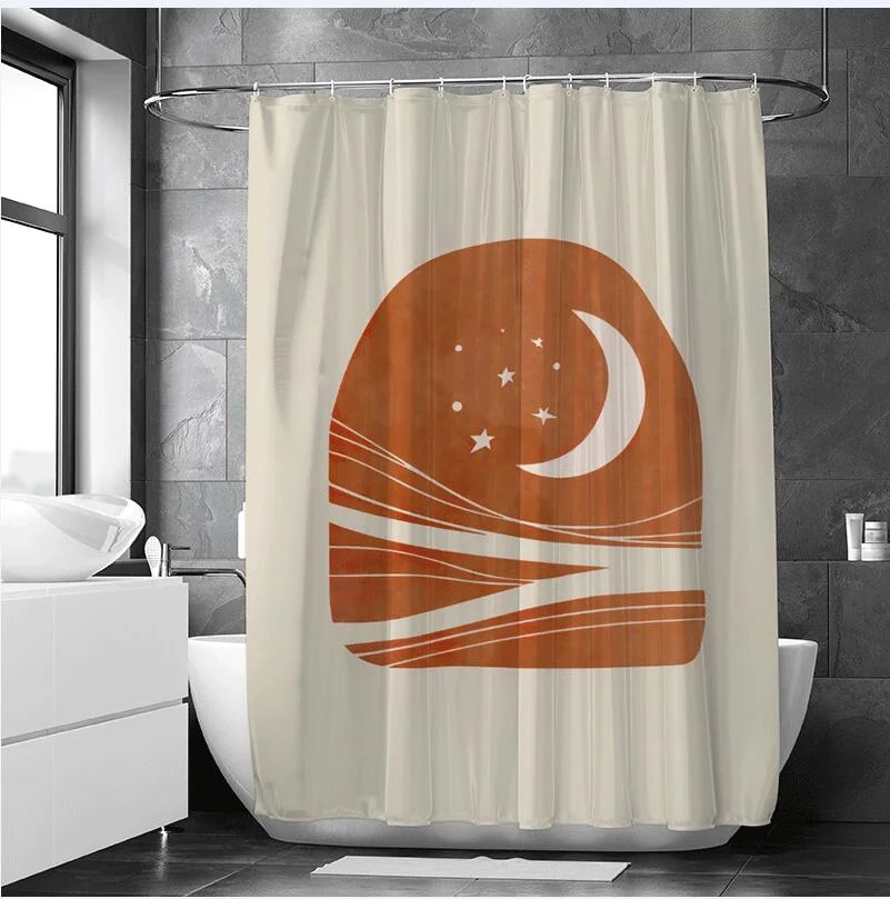 Morandi Simple Strokes Shower Curtain 100% Polyester Simple Korean Style Shower Curtain Bathroom Set Waterproof Shower Curtain