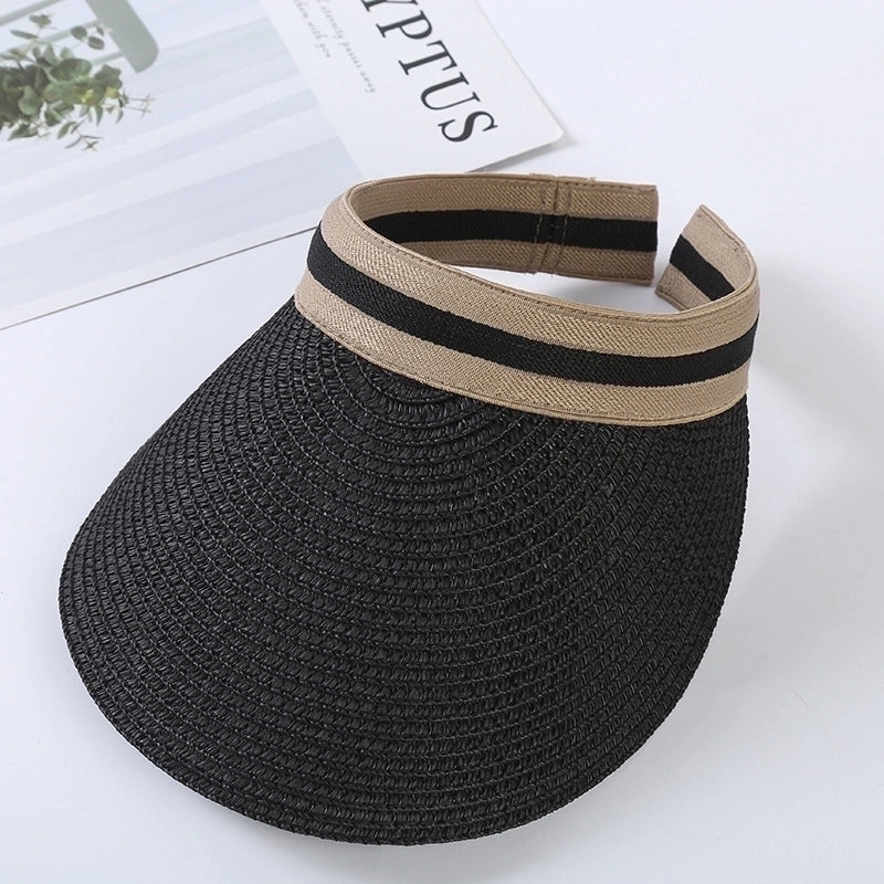 Women’s Lady Minimalist Solid Color Big Eaves Straw Hat