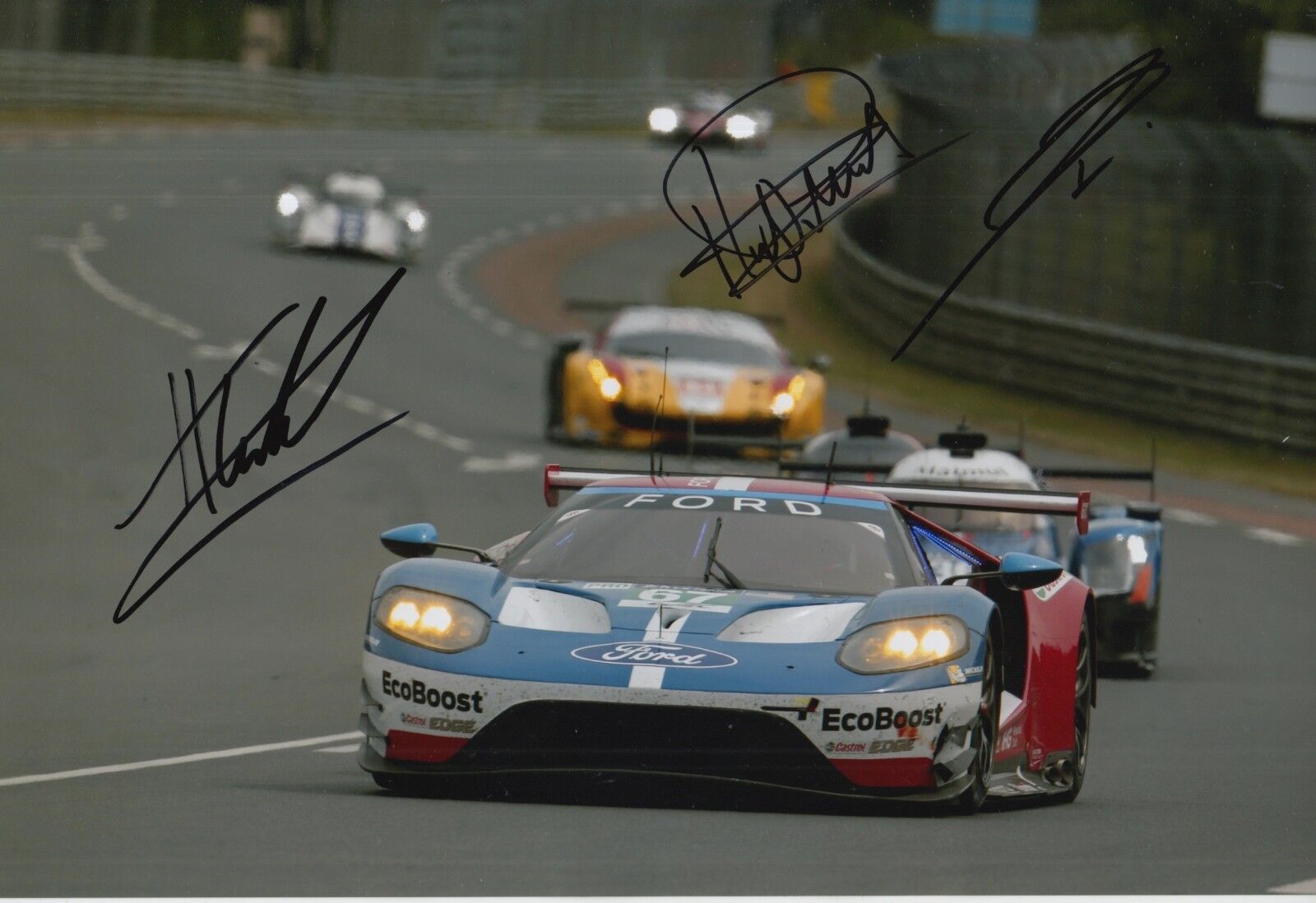 Tincknell, Priaulx, Derani Hand Signed Ford GT Le Mans 2017 12x8 Photo Poster painting 5.