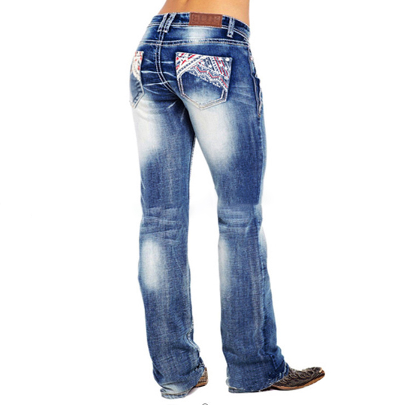 Washed Flag Embroidered  Slim Jeans wearshes