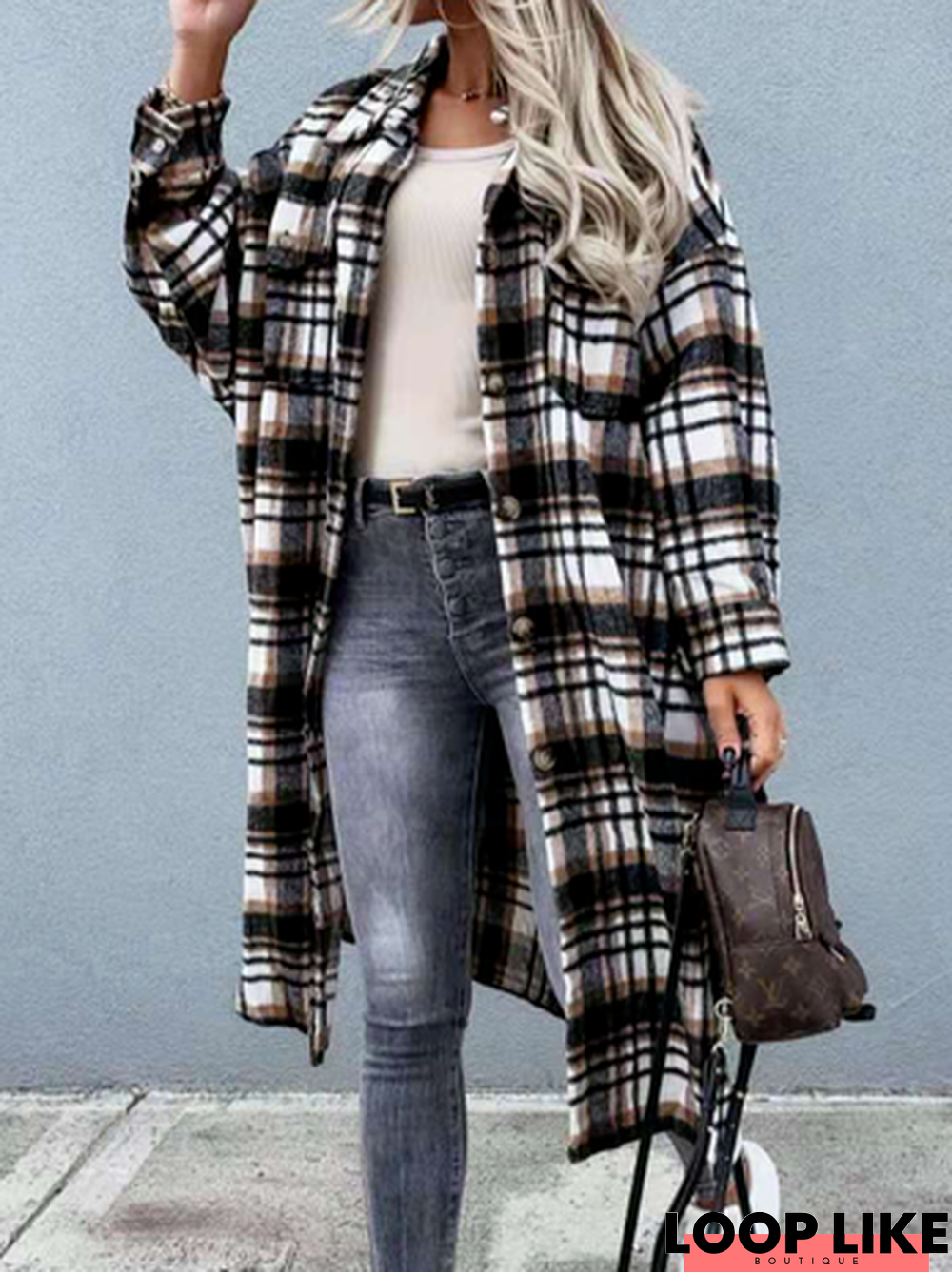 Casual Checked Outerwear