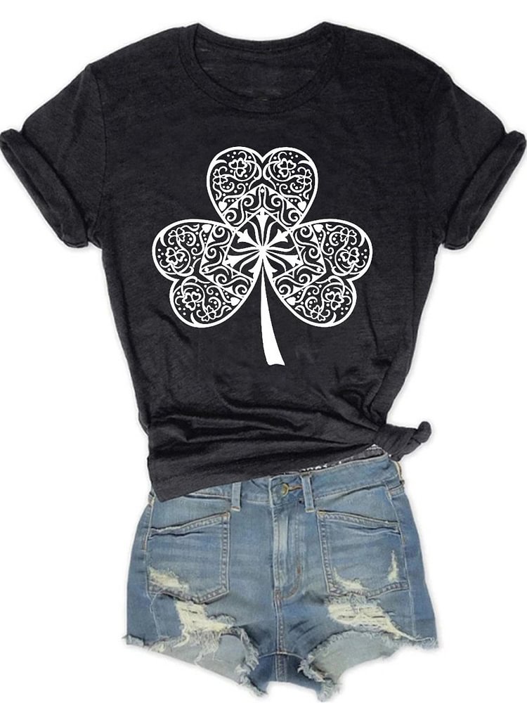 Bestdealfriday St Patrick's Day Mandala Shamrock Graphic Tee
