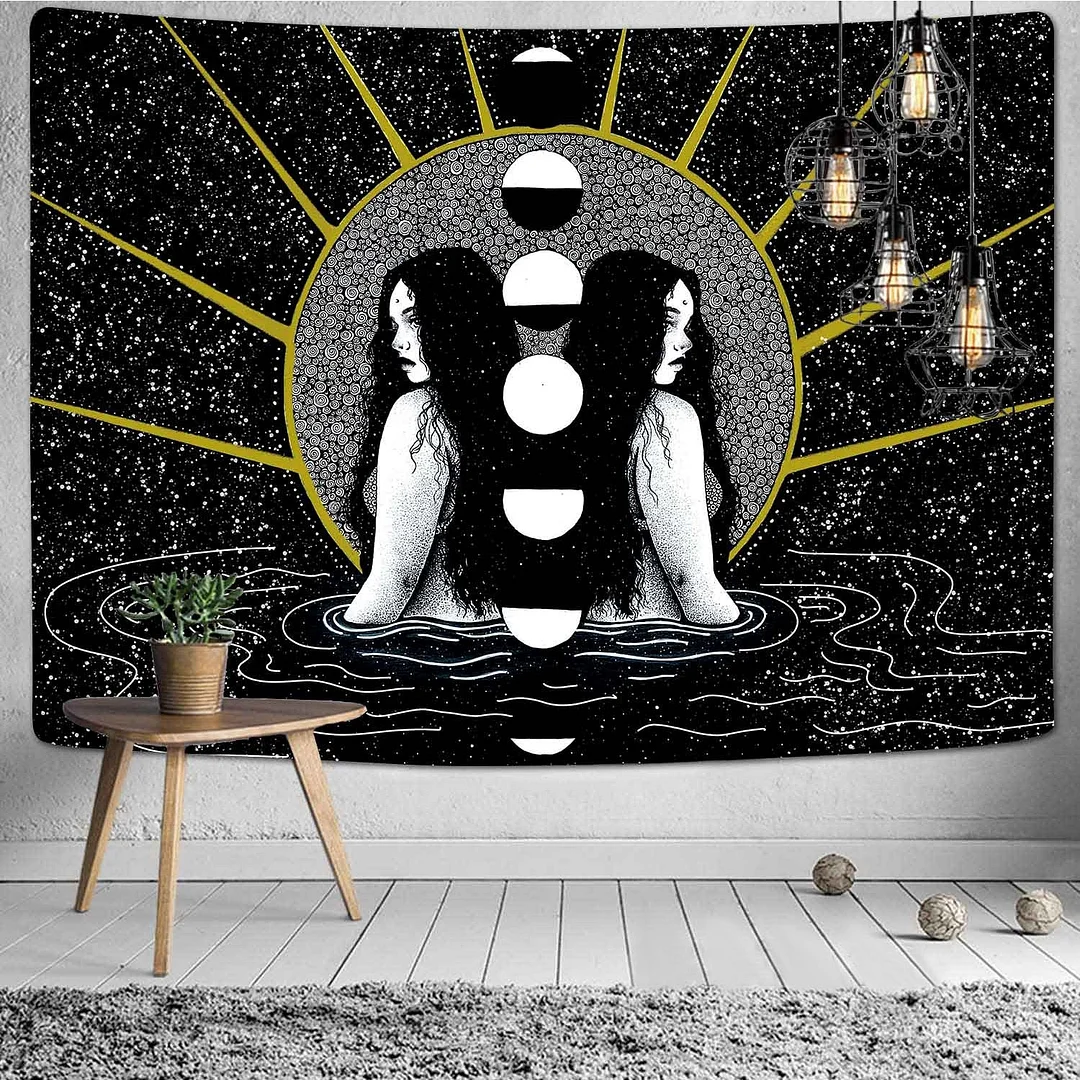 Viking Raven Tapestry Mysterious Viking Meditation Psychedelic Runes Art Wall Hanging Tapestries for Living Room Decor Yoga Mat