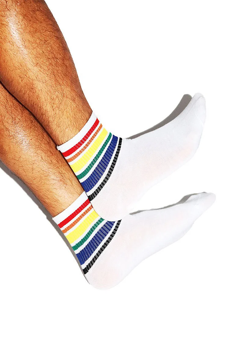 Rainbow Striped Knit Socks