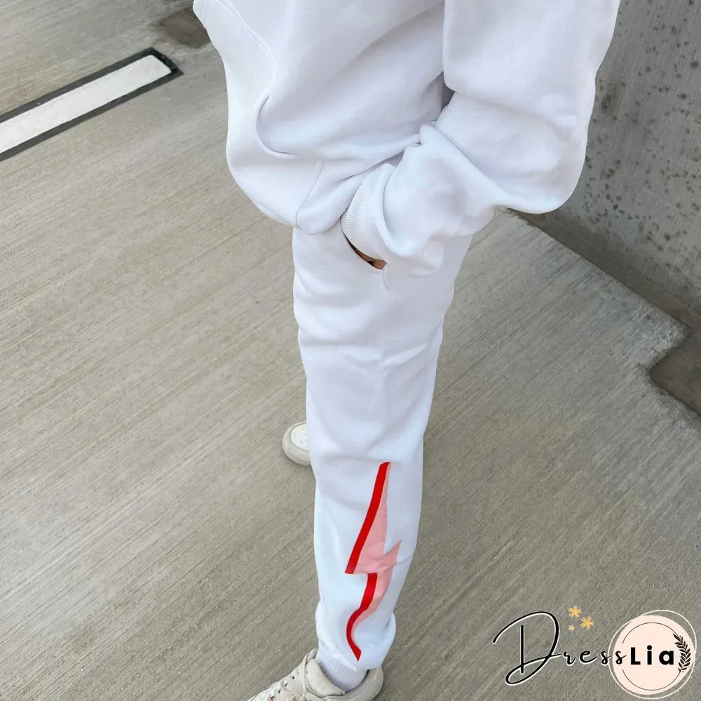 Lightning Smiley Print Women's Casual Sweatpants