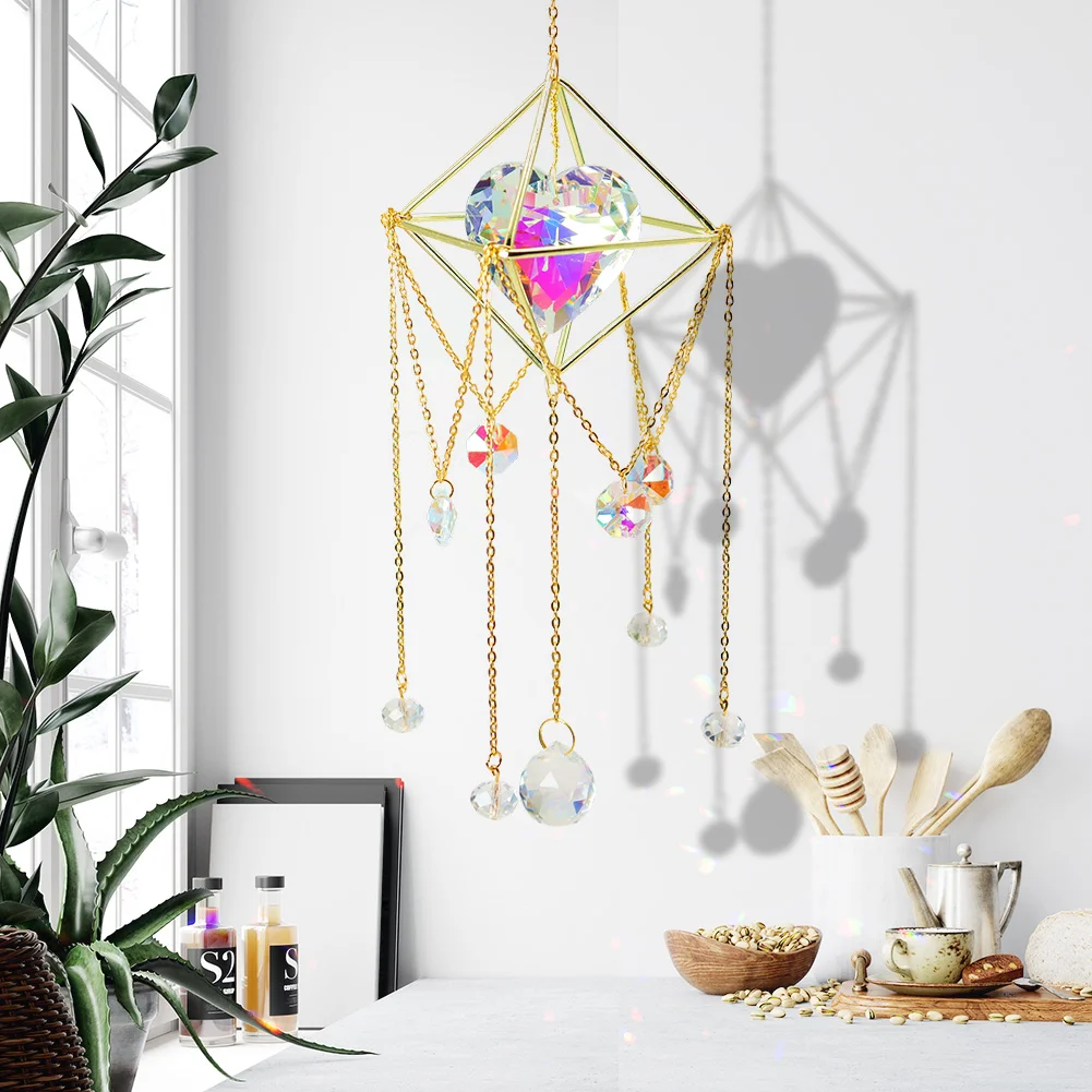 Crystal  Love Heart Hanging Metal Pendant Home Garden Car Decor