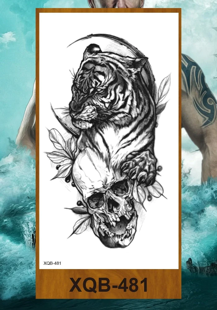 Waterproof Temporary Tattoo Sticker Full Arm Large Size Sleeve Tatoo Fake Tatto Flash Tattoos for Men Women Totem Geometric