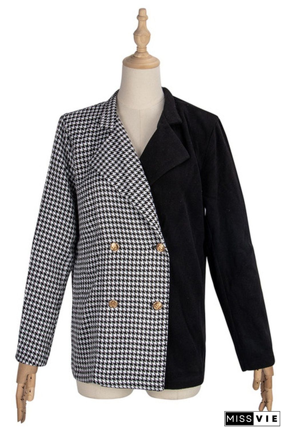 Womens Fashion Patchwork Blazer Jacket Office Work Business Outfit Lady Lapel Long Sleeve