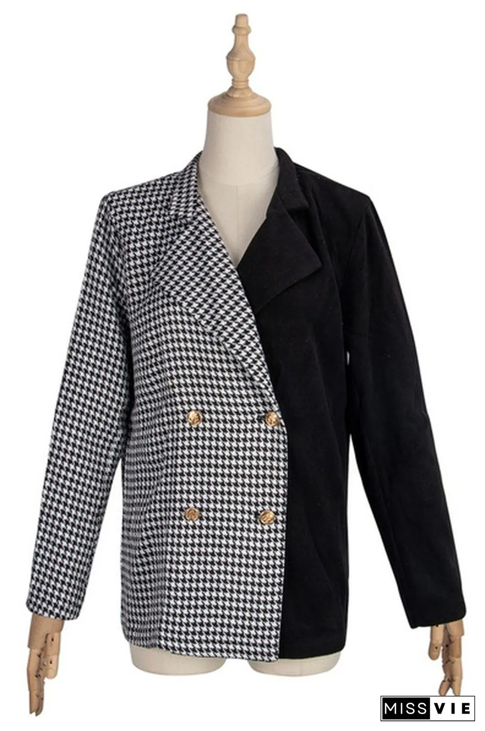 Womens Fashion Patchwork Blazer Jacket Office Work Business Outfit Lady Lapel Long Sleeve