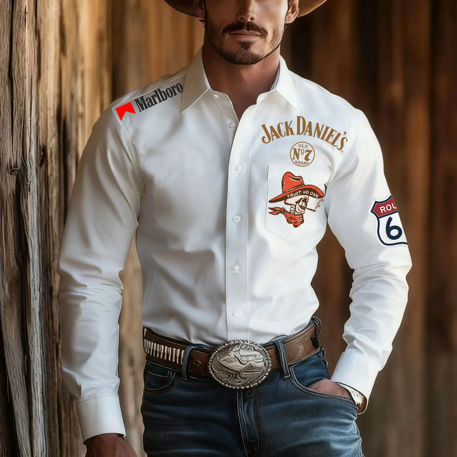 Classic Western Shirt With Details And Iconic Brand Logos