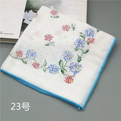 Handkerchiefs Women Kawaii Printing Simple Square Towel Pocket Elegant All-match Womens Leisure Female Cute Handkerchief Cotton