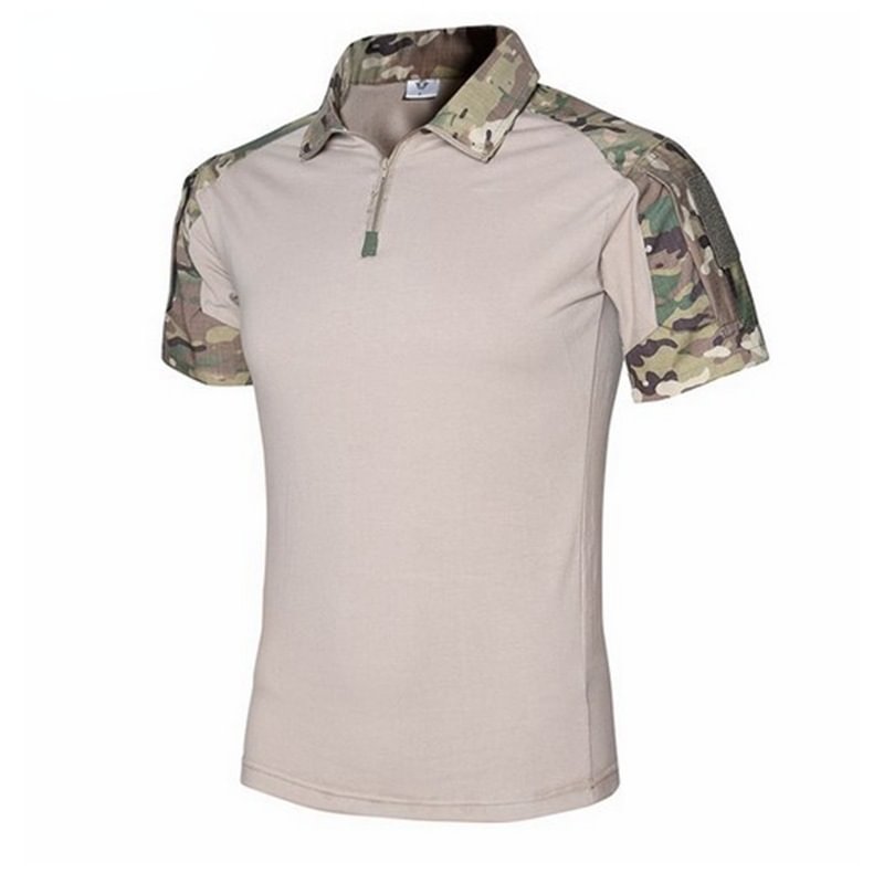 Men's Camouflage Patchwork Short Sleeve Polo Collar T-shirt