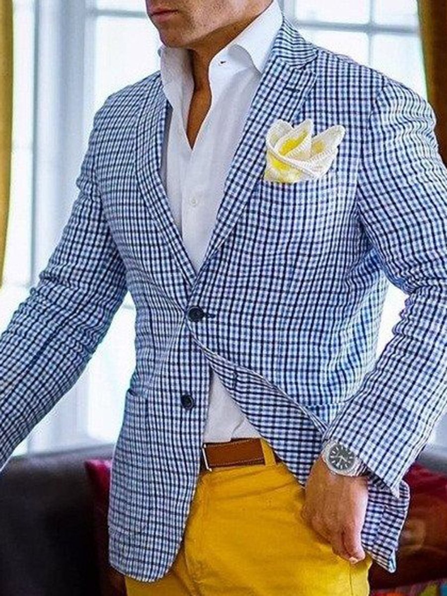 Men's Slim Suit Plaid Fashion Blazer