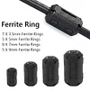 25Pcs Ferrite Core Ring Clamp Kit 3.5mm/5mm/7mm/9mm Noise Filters Suppressor