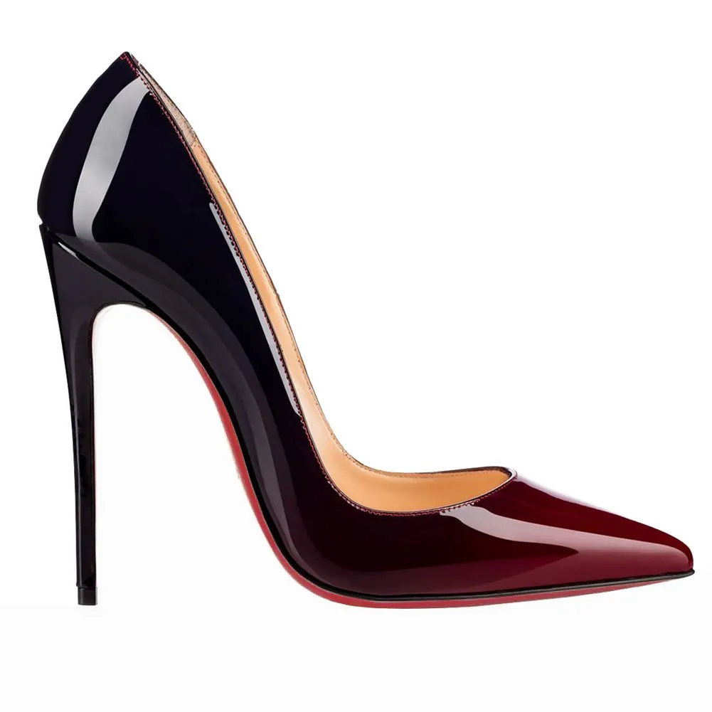 4.72"  Red Bottom Gradient High Heels Fashion Pumps Patent-vocosishoes