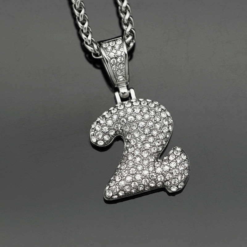 Basic Number Stainless Steel Plating Inlay Artificial Diamond Charms Necklace
