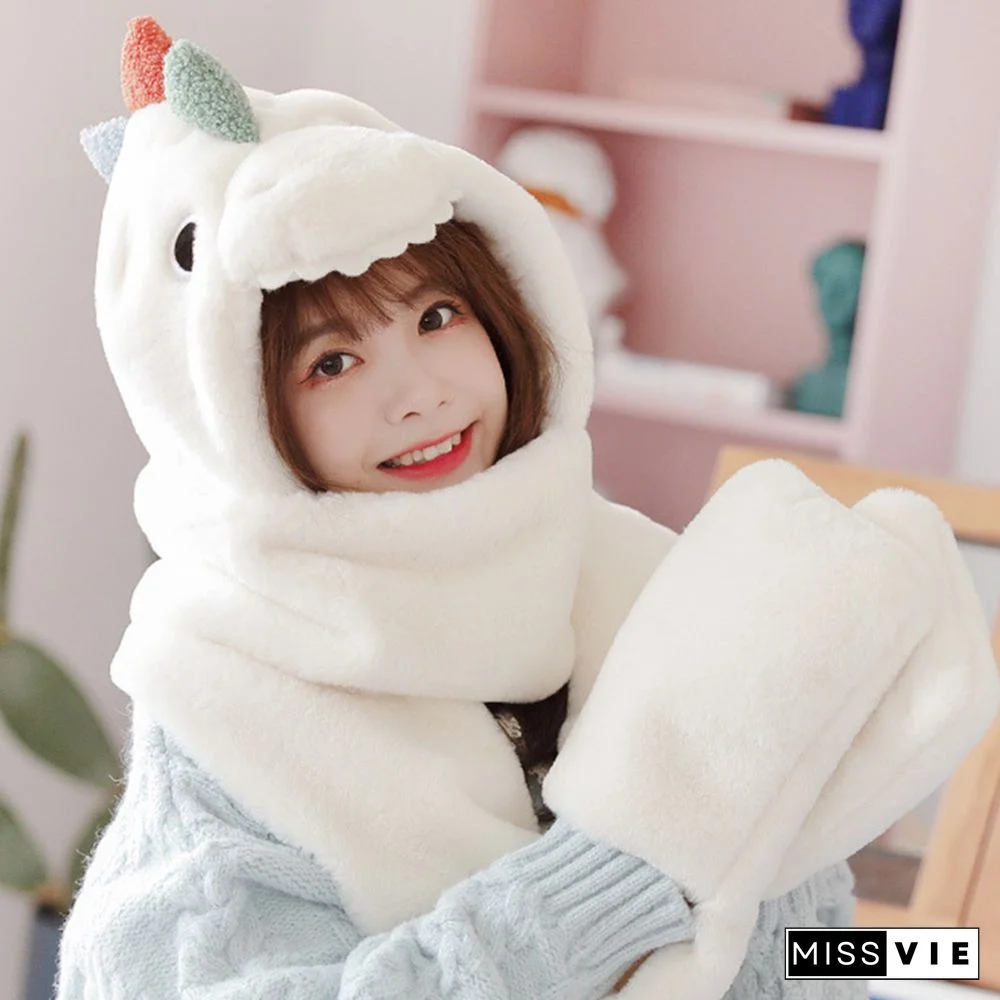 Dinosaur Hat Scarf Gloves Warmer