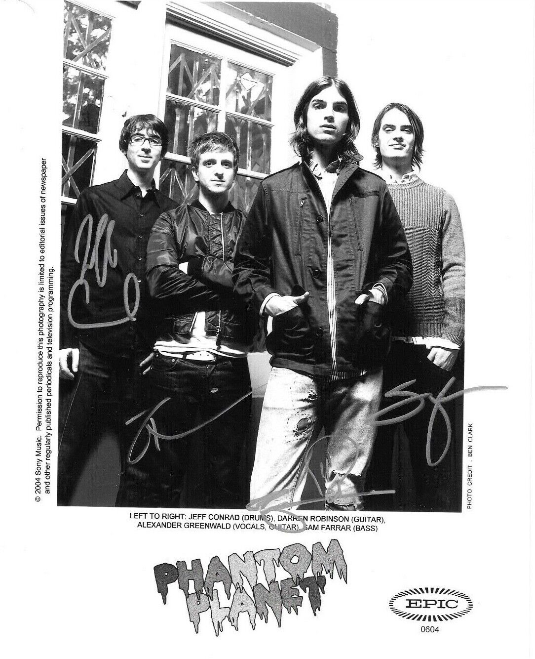 * PHANTOM PLANET * signed 8x10 Photo Poster painting * GREENWALD, FARRAR +2 * COA * 1