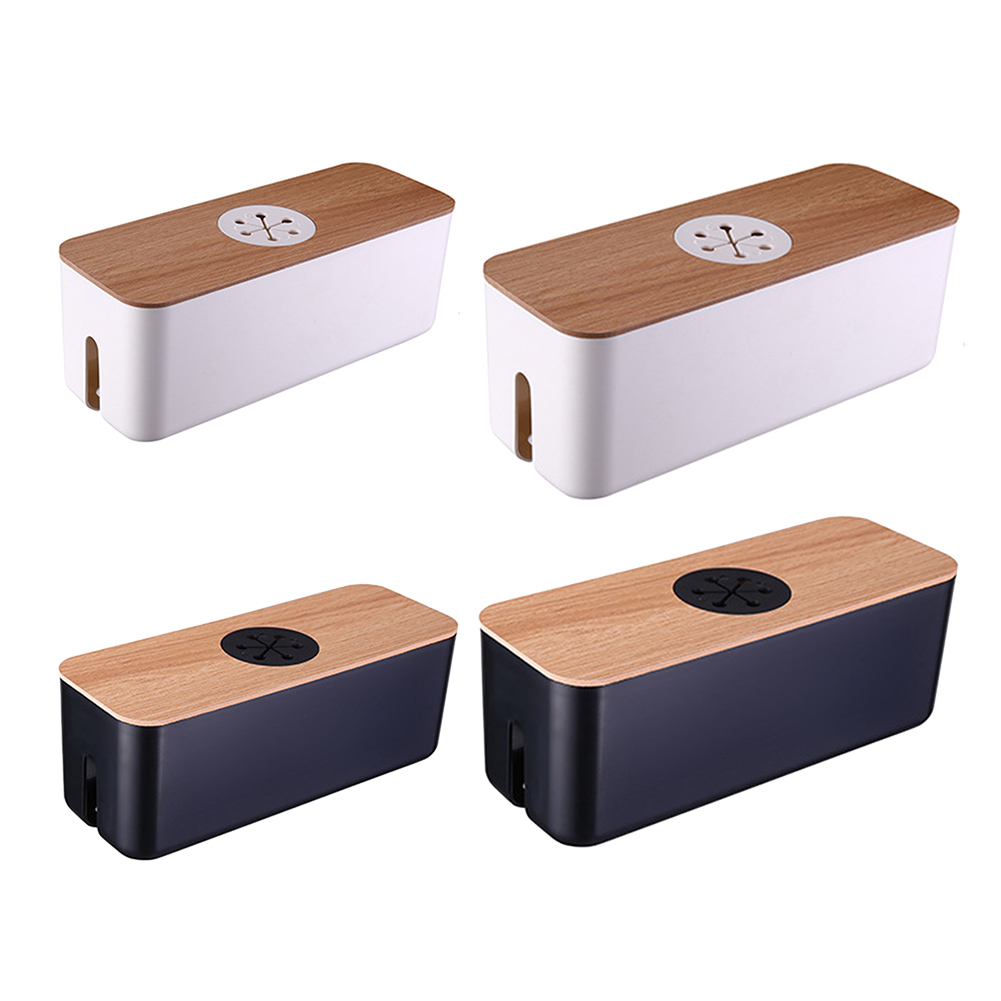 

Data Cable Storage Box Wooden Mobile Phone Charger Tabletop Sorting Cases, Black, 501 Original