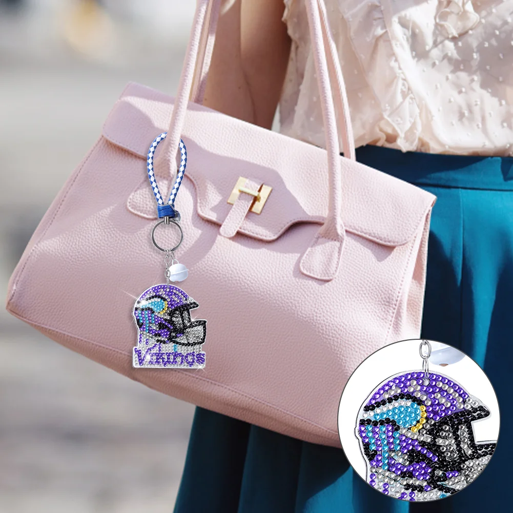 Minnesota Vikings DIY Diamond Art Keychains Craft Rugby Team Badge Hanging Ornament(Double Sided)