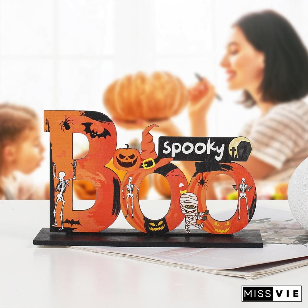 Wooden Halloween Theme Table Ornament