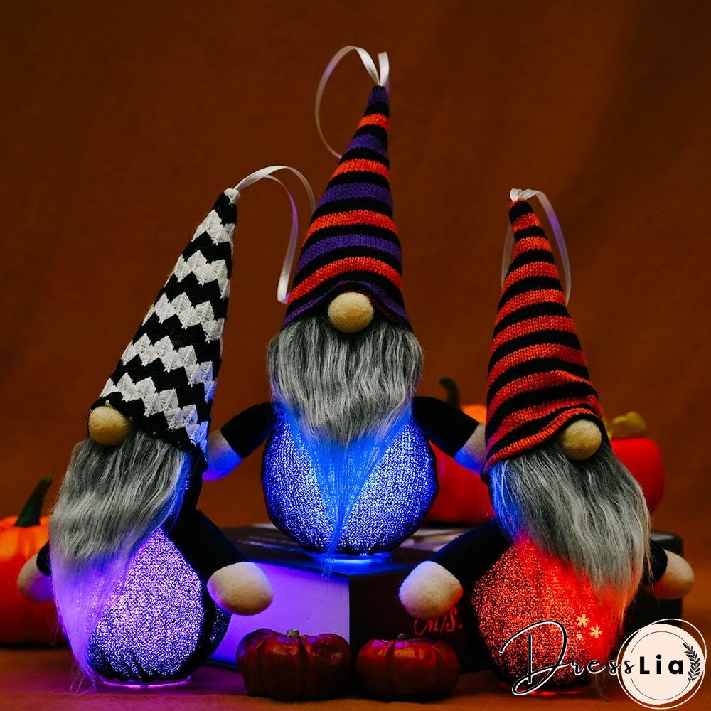 Halloween Gnome Hanging With Lights For Holiday Decoration