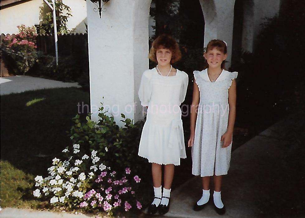 FOUND Photo Poster painting Color Portrait SUNDAY BEST Original YOUNG AMERICAN GIRLS 21 58 P