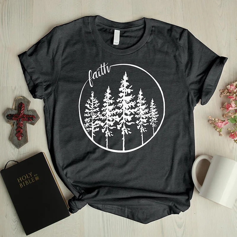 Faith trees printed casual graphic tees