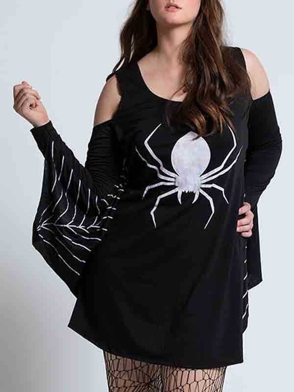Batwing Sleeve Spider Web Halloween Costume-elleschic