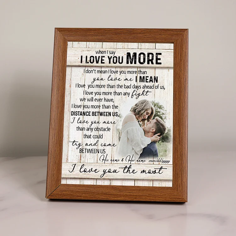 I Love You More Photo Frame Personalized LED Light Shadow Box Valentine's Day Gifts