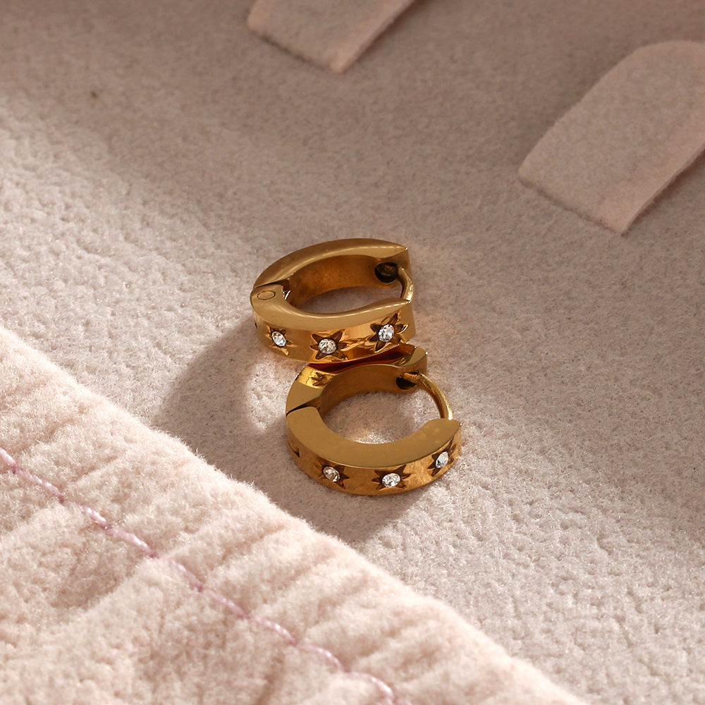 Fashion Round Geometric Stainless Steel 18K Gold Plated Earrings