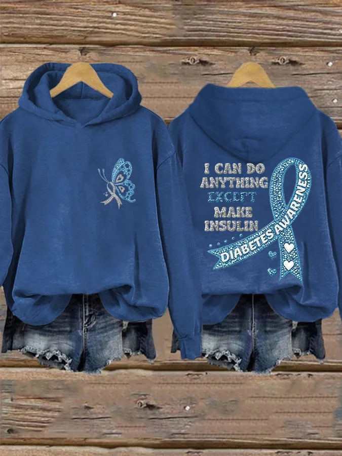 Women's  I Can Do Anything Except Make Insulin Print Round Neck Sweatshirt socialshop