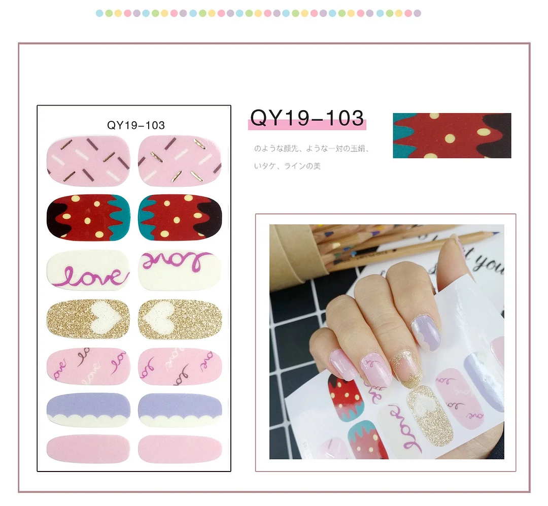 Cute Bear Water Transfer Nail Sticker Japanese Korean Style Flowers Small Fresh Manicure Decoration Funny Pattern Design 1pc-Nail Inspo
