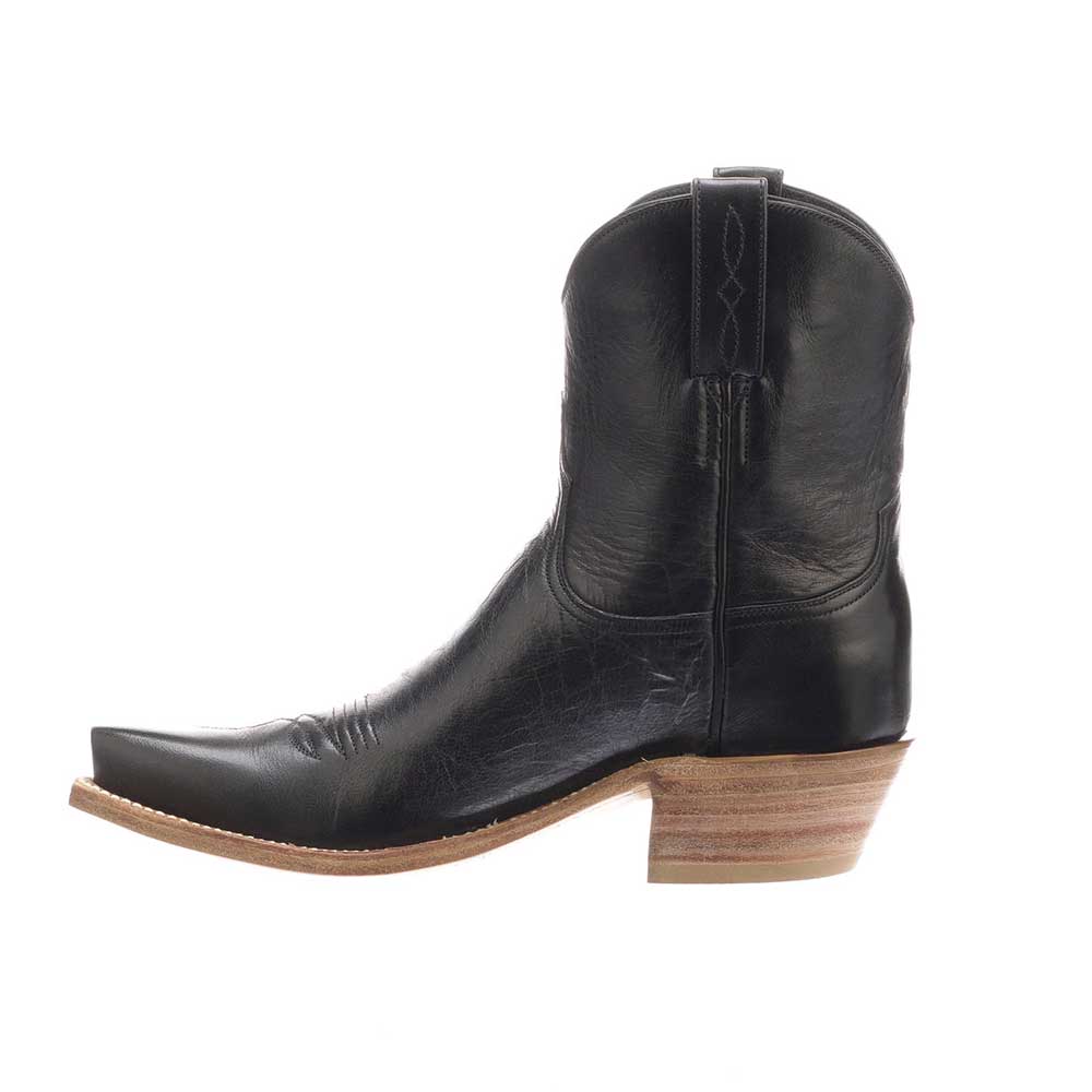 Black Pointed Toe Chunky Heel Silhouette Cowgirl Ankle Boots