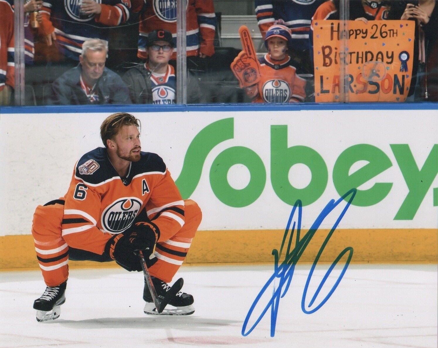 Edmonton Oilers Adam Larsson Autographed Signed 8x10 NHL Photo Poster painting COA #6