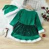 Kid Baby Girl Long Christmas Santa Claus Cosplay Red Velvet Dresses