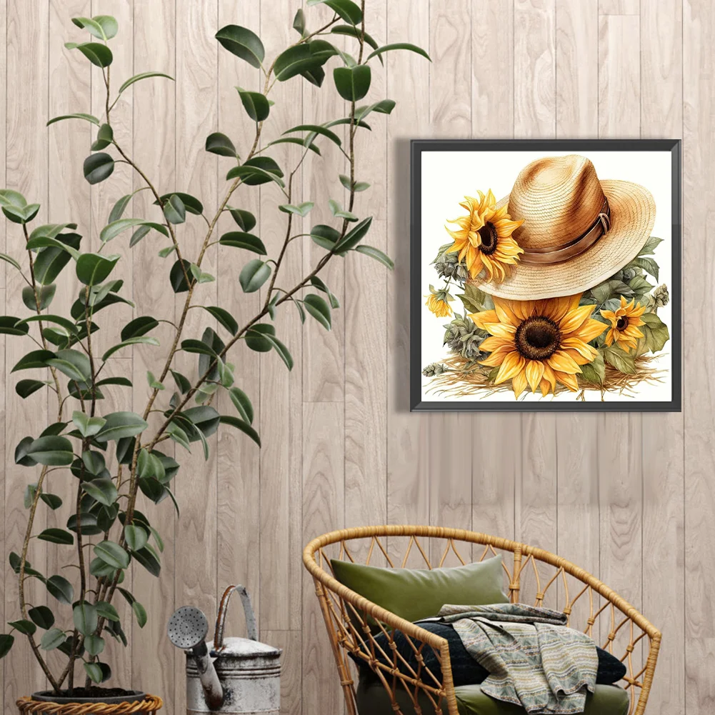 Full Round Diamond Painting 40*40cm - Sunflower Straw Hat