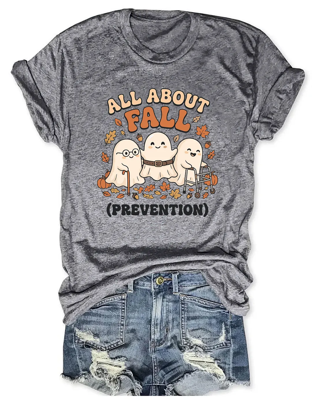 Ghost All About Fall Prevention Halloween T-shirt
