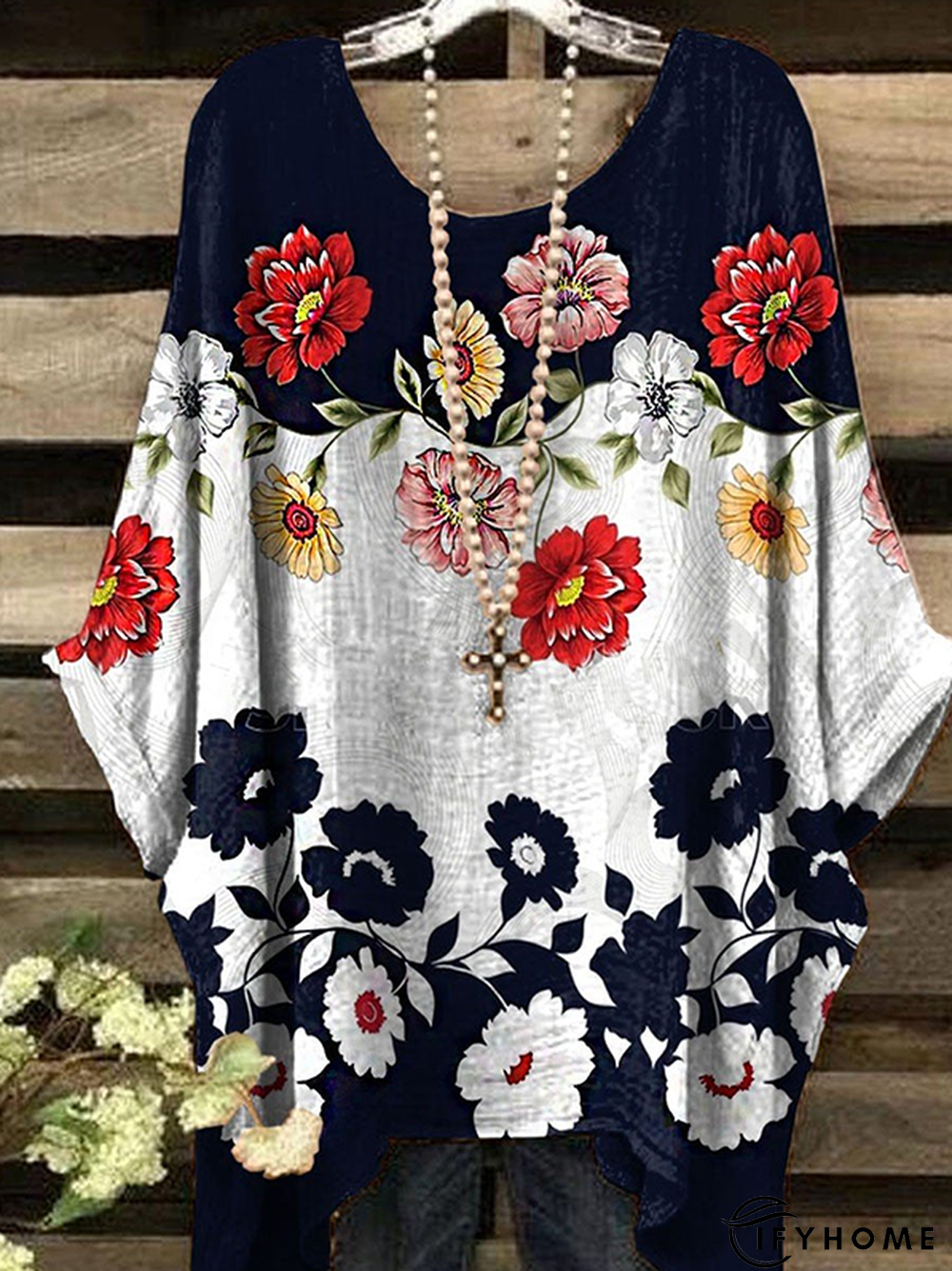 Crew Neck Casual Floral Top | IFYHOME
