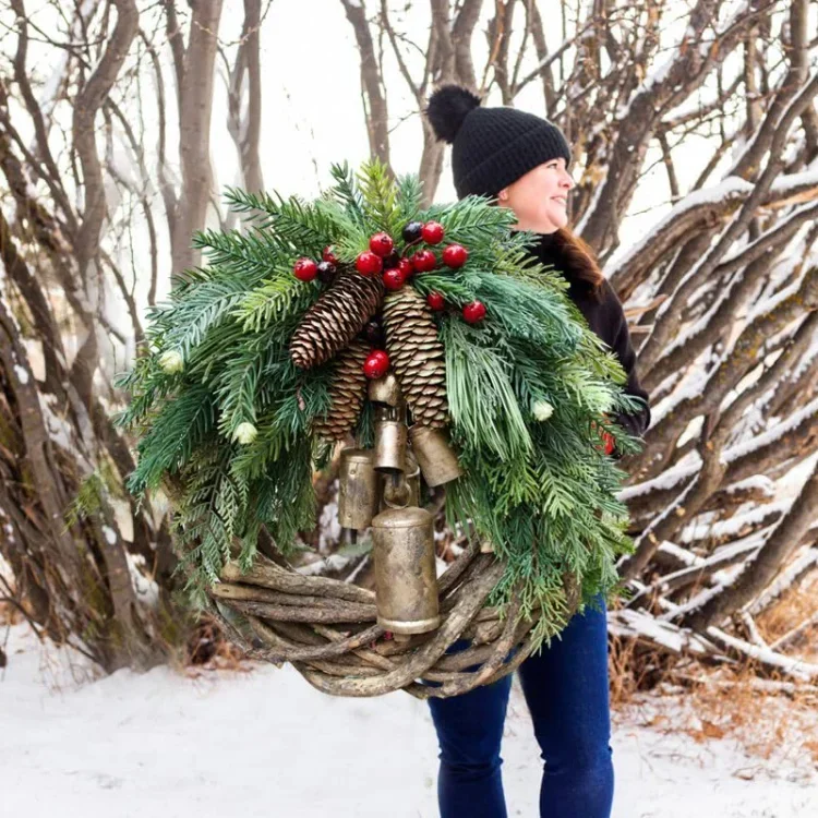 🎄Hot Sale -Farmhouse Christmas Wreath, Boho Wreath, Holiday Wreath