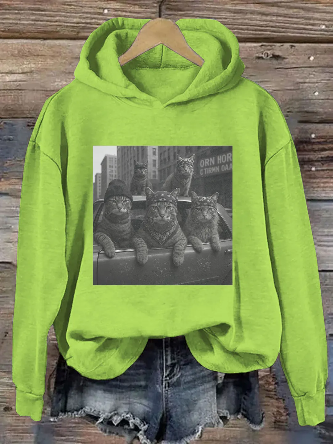 Funny Cat Gang Vintage Hoodie