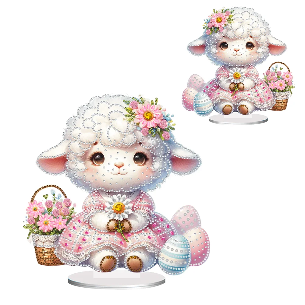 DIY Easter Sheep Acrylic Special Shape Diamond Painting Desktop Ornaments