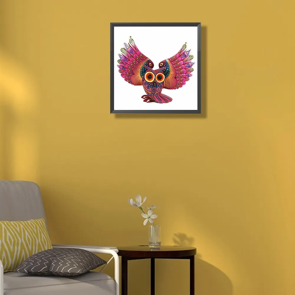 Full Round Diamond Painting 30*30cm - Owl With Spread Wings
